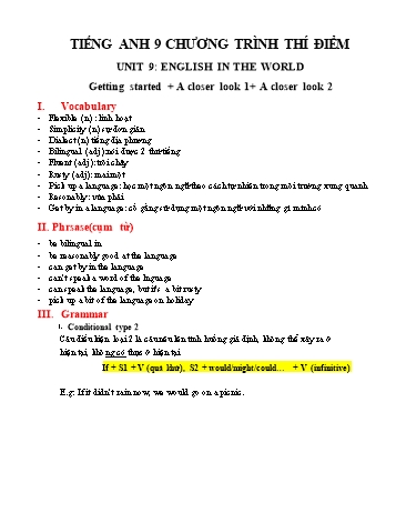 Bài tập môn Tiếng Anh Lớp 9 (Chương trình thí điểm) - Unit 9: English in the world