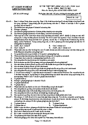 Đề thi thử THPT QG lần 1 môn GDCD (Mã đề 318) - Trường THPT Liên Trường (Kèm đáp án)