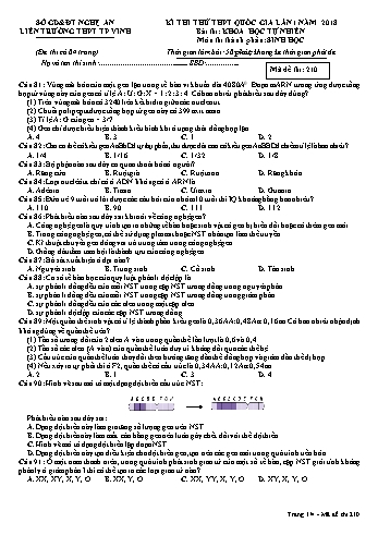 Đề thi thử THPT QG lần 1 môn Sinh học Năm 2018 (Mã đề 210) - Trường THPT Liên Trường (Kèm đáp án)