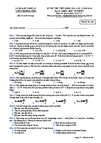 Đề thi thử THPT QG lần 1 môn Vật lí Năm 2018 (Mã đề 203) - Trường THPT Liên Trường (Kèm đáp án)