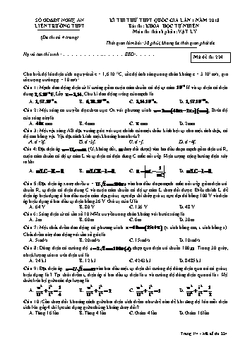 Đề thi thử THPT QG lần 1 môn Vật lí Năm 2018 (Mã đề 224) - Trường THPT Liên Trường (Kèm đáp án)