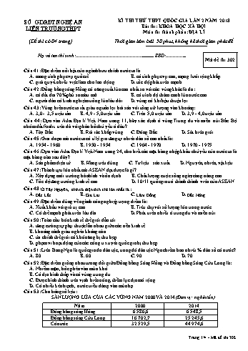 Đề thi thử THPT QG lần 2 môn Địa lí (Mã đề 302) - Trường THPT Liên Trường (Kèm đáp án)