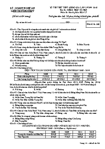 Đề thi thử THPT QG lần 2 môn Địa lí (Mã đề 305) - Trường THPT Liên Trường (Kèm đáp án)