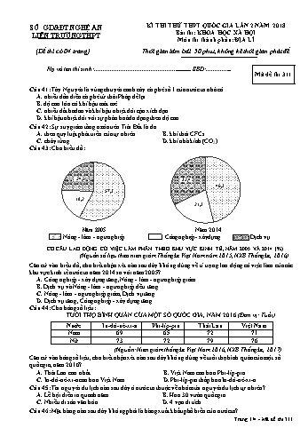 Đề thi thử THPT QG lần 2 môn Địa lí (Mã đề 311) - Trường THPT Liên Trường (Kèm đáp án)