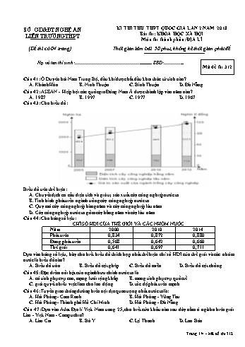 Đề thi thử THPT QG lần 2 môn Địa lí (Mã đề 312) - Trường THPT Liên Trường (Kèm đáp án)