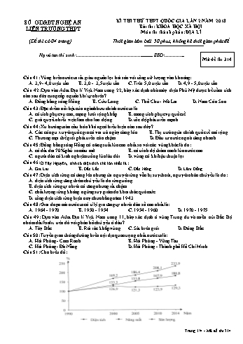 Đề thi thử THPT QG lần 2 môn Địa lí (Mã đề 314) - Trường THPT Liên Trường (Kèm đáp án)