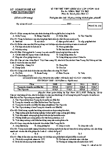 Đề thi thử THPT QG lần 2 môn Địa lí (Mã đề 323) - Trường THPT Liên Trường (Kèm đáp án)