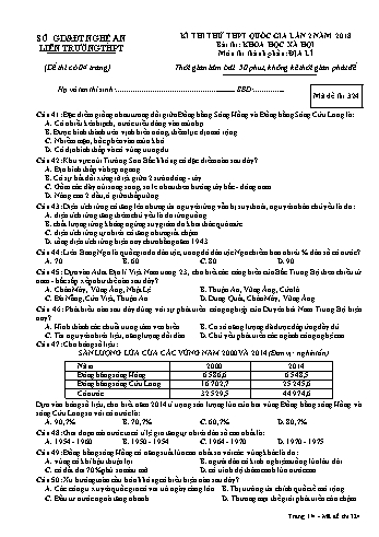 Đề thi thử THPT QG lần 2 môn Địa lí (Mã đề 324) - Trường THPT Liên Trường (Kèm đáp án)