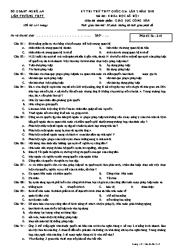 Đề thi thử THPT QG lần 2 môn GDCD (Mã đề 314) - Trường THPT Liên Trường (Kèm đáp án)