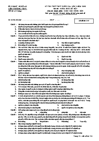 Đề thi thử THPT QG lần 2 môn GDCD (Mã đề 315) - Trường THPT Liên Trường (Kèm đáp án)