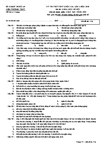 Đề thi thử THPT QG lần 2 môn GDCD (Mã đề 316) - Trường THPT Liên Trường (Kèm đáp án)