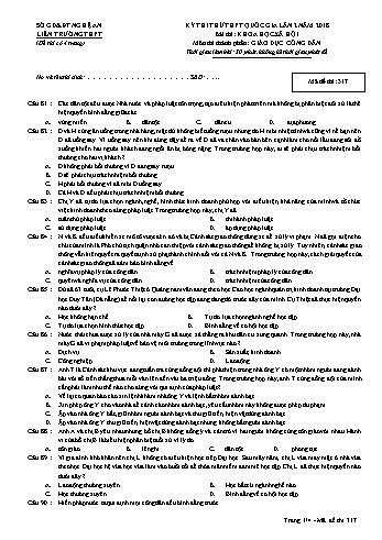 Đề thi thử THPT QG lần 2 môn GDCD (Mã đề 317) - Trường THPT Liên Trường (Kèm đáp án)