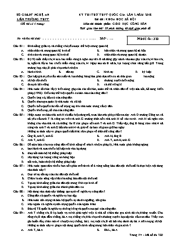 Đề thi thử THPT QG lần 2 môn GDCD (Mã đề 320) - Trường THPT Liên Trường (Kèm đáp án)