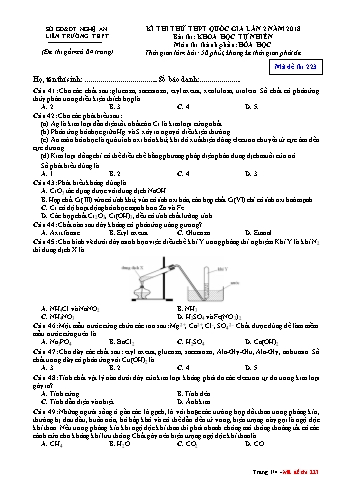 Đề thi thử THPT QG lần 2 môn Hóa học Năm 2018 (Mã đề 223) - Trường THPT Liên Trường (Kèm đáp án)