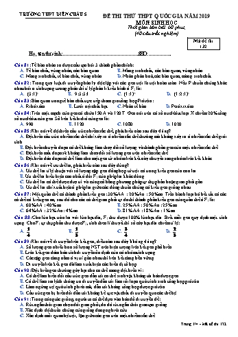 Đề thi thử THPT QG môn Sinh học Năm 2019 (Mã đề 132)- Trường THPT Diễn Châu 5 (Kèm đáp án)