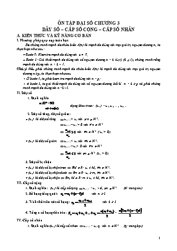 Ôn tập Toán 11 - Chương 3: Dãy số, cấp số cộng, cấp số nhân