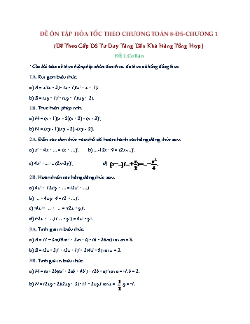 Đề cương ôn tập môn Đại số Lớp 8 - Chương 1 Đề cương ôn tập môn Đại số Lớp 8 - Chương 1