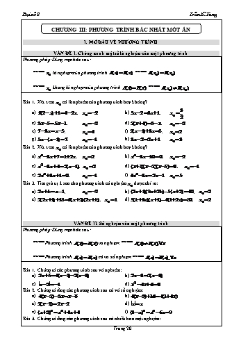 Đề cương ôn tập môn Đại số Lớp 8 - Chương III: Phương trình bậc nhất một ẩn - Trần Sĩ Tùng