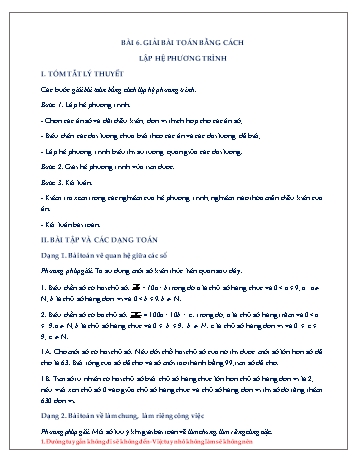 Đề cương ôn tập môn Đại số Lớp 9 - Chương III - Bài 6: Giải bài toán bằng cách lập hệ phương trình