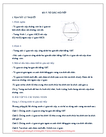 Đề cương ôn tập môn Hình học Lớp 9 - Chương III - Bài 7: Tứ giác nội tiếp Đề cương ôn tập môn Hình học Lớp 9 - Chương III - Bài 7: Tứ giác nội tiếp