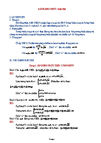 Đề cương ôn tập Toán 8 - Chuyên đề 3: Bất đẳng thức AM-GM Đề cương ôn tập Toán 8 - Chuyên đề 3: Bất đẳng thức AM-GM