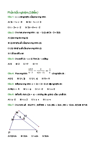 Đề ôn tập cuối kì II môn Toán Lớp 8 - Số 4 (Có đáp án)