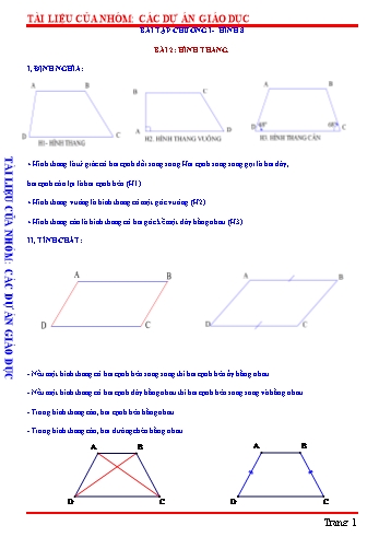 Tài liệu ôn tập môn Toán Lớp 8 - Bài 2: Hình thang