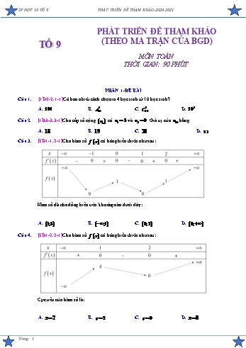 Đề tham khảo thi THPT Quốc gia môn Toán 12 - Năm học 2020-2021 (Có đáp án)