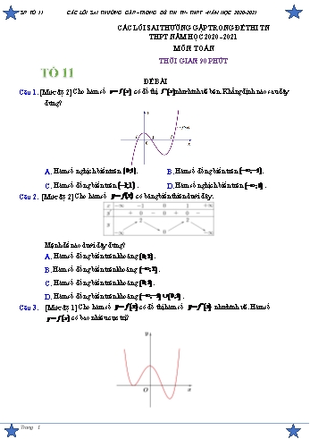 Đề thi tốt nghiệp THPT Quốc gia môn Toán Lớp 12 - Năm học 2020-2021 (Có đáp án) Đề thi tốt nghiệp THPT Quốc gia môn Toán Lớp 12 - Năm học 2020-2021 (Có đáp án)
