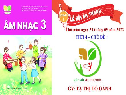 Bài giảng Âm nhạc Lớp 3 (Kết nối tri thức) - Chủ đề 1: Lễ hội âm thanh - Tiết 4: Hoạt động vận dụng, sáng tạo - Năm học 2022-2023 - Tạ Thị Tố Oanh Bài giảng Âm nhạc Lớp 3 (Kết nối tri thức) - Chủ đề 1: Lễ hội âm thanh - Tiết 4: Hoạt động vận dụng, sáng tạo - Năm học 2022-2023 - Tạ Thị Tố Oanh