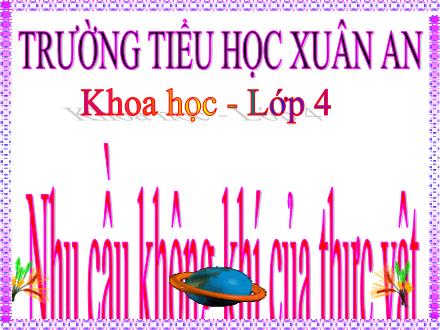 Bài giảng Khoa học Lớp 4 - Bài 60: Nhu cầu không khí của thực vật - Võ Thị Thu Hằng