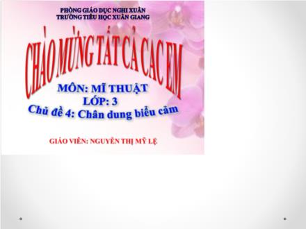 Bài giảng Mĩ thuật Lớp 3 - Chủ đề 4: Chân dung biểu cảm - Nguyễn Thị Mỹ Lệ