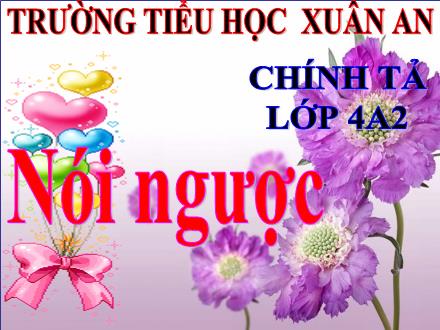 Bài giảng Tiếng Việt Lớp 4 (Chính tả) - Tuần 34: Nghe viết Nói ngược - Đinh Thị Thanh Hòa Bài giảng Tiếng Việt Lớp 4 (Chính tả) - Tuần 34: Nghe viết Nói ngược - Đinh Thị Thanh Hòa