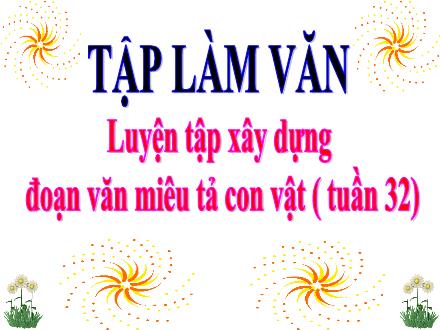 Bài giảng Tiếng Việt Lớp 4 (Tập làm văn) - Tuần 32: Luyện tập xây dựng đoạn văn miêu tả con vật - Nguyễn Thị Kim Dung