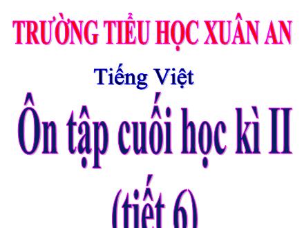 Bài giảng Tiếng Việt Lớp 4 - Tuần 35: Ôn tập cuối học kì II (Tiết 6) - Đinh Thị Thanh Hòa Bài giảng Tiếng Việt Lớp 4 - Tuần 35: Ôn tập cuối học kì II (Tiết 6) - Đinh Thị Thanh Hòa