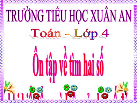 Bài giảng Toán Lớp 4 - Tuần 34: Ôn tập về tìm hai số khi biết tổng và hiệu của hai số đó - Lê Thị Lam