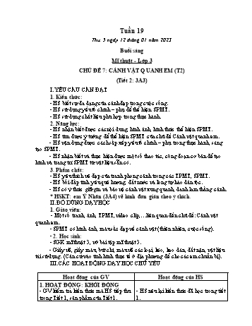 Kế hoạch bài dạy Mĩ thuật cấp Tiểu học - Tuần 19 (Tiếp theo) - Năm học 2022-2023 - Nguyễn Thị Mỹ Lệ