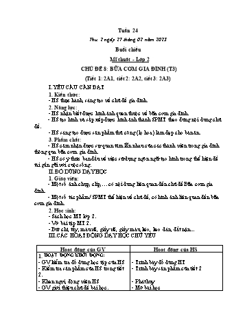 Kế hoạch bài dạy Mĩ thuật cấp Tiểu học - Tuần 24 - Năm học 2022-2023 - Nguyễn Thị Mỹ Lệ